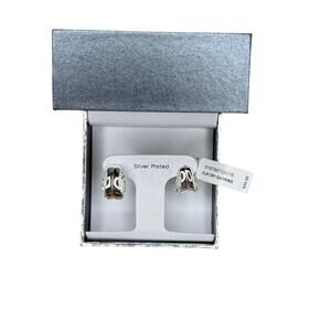 ANDNOWTHIS Silver Plated Crystal Hoop Earrings | New
